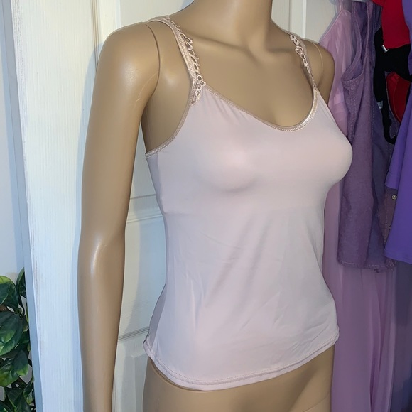 HANA Nude skin tone hidden shelf bra cami slip tank top M - Picture 4 of 10